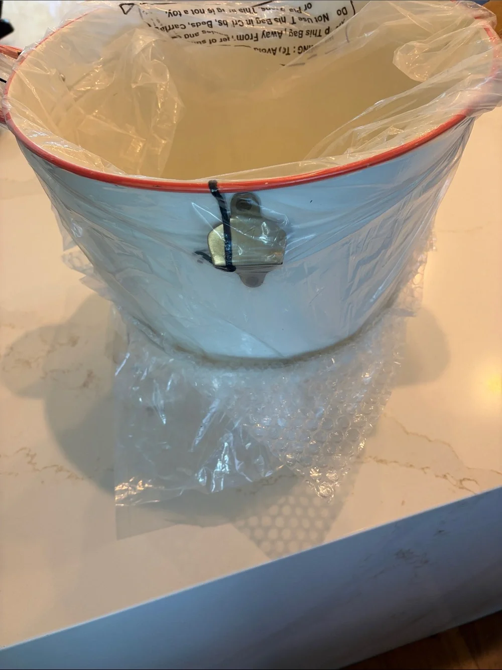 NWT Hearth & Hand off white Beverage Tub with orange Handles and Bottle Opener